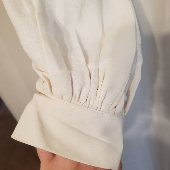 Vintage 1960s-1970s Mod White Cream Crepe Wide Leg Jumpsuit Medium Large - Picture 5 of 14